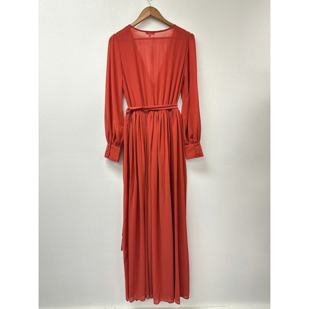 Baltic Born Celine Long Sleeve Chiffon Maxi Dress Rust XL - Picture 9 of 9